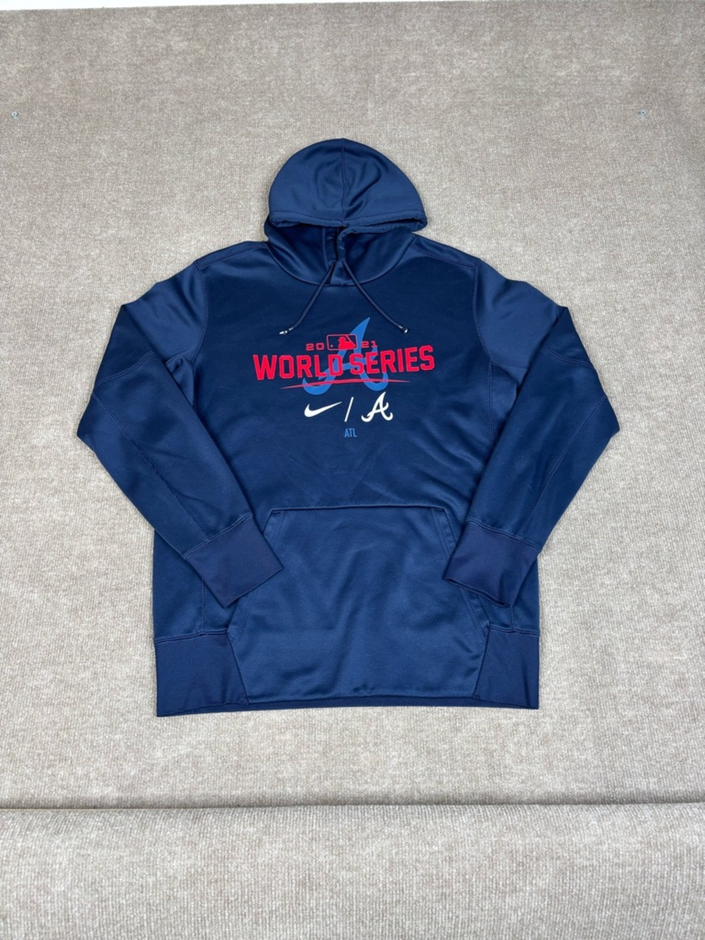 Atlanta Braves Nike 2021 World Series Champions Hoodie Size L Blue Pullover MLB